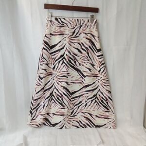 Kendall & Kylie Black and White And Pink Midi A-Line Skirt